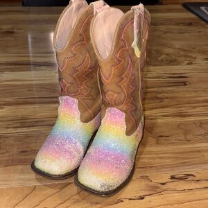 Rainbow Glitter Cowboy Boots